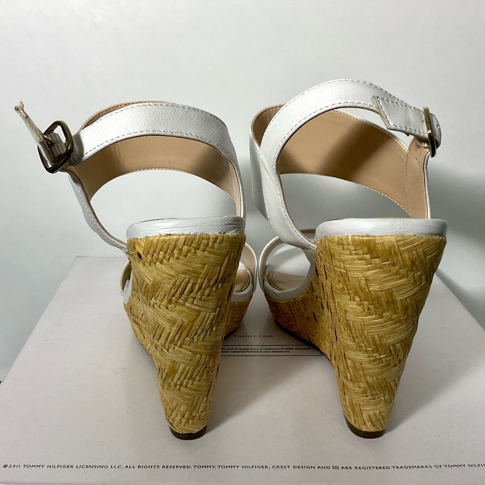 White Wedge Sandals with Ankle Strap - Women - Picture 4 of 8